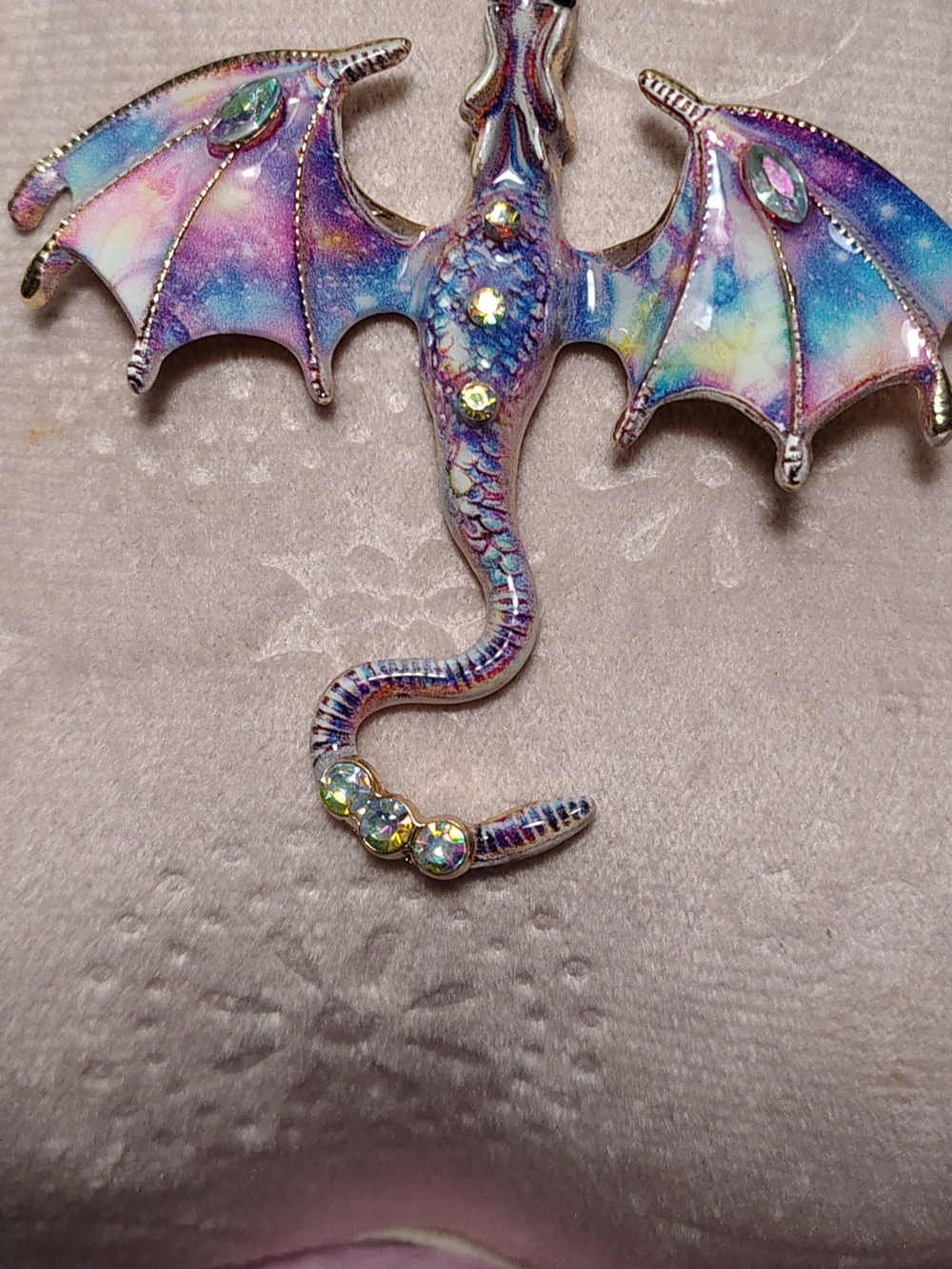Betsey Johnson Gold-Tone Multicolor Dragon Pendant Necklace View 2